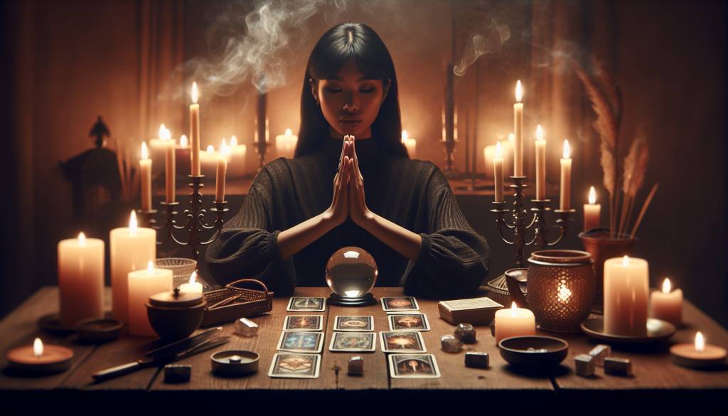 Énergie spirituelle et prière de protection avant de tirer les cartes